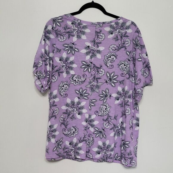Lane Bryant Purple Paisley Chiffon Top 26/28 Kimono Sleeves Boho NWT - Picture 5 of 6